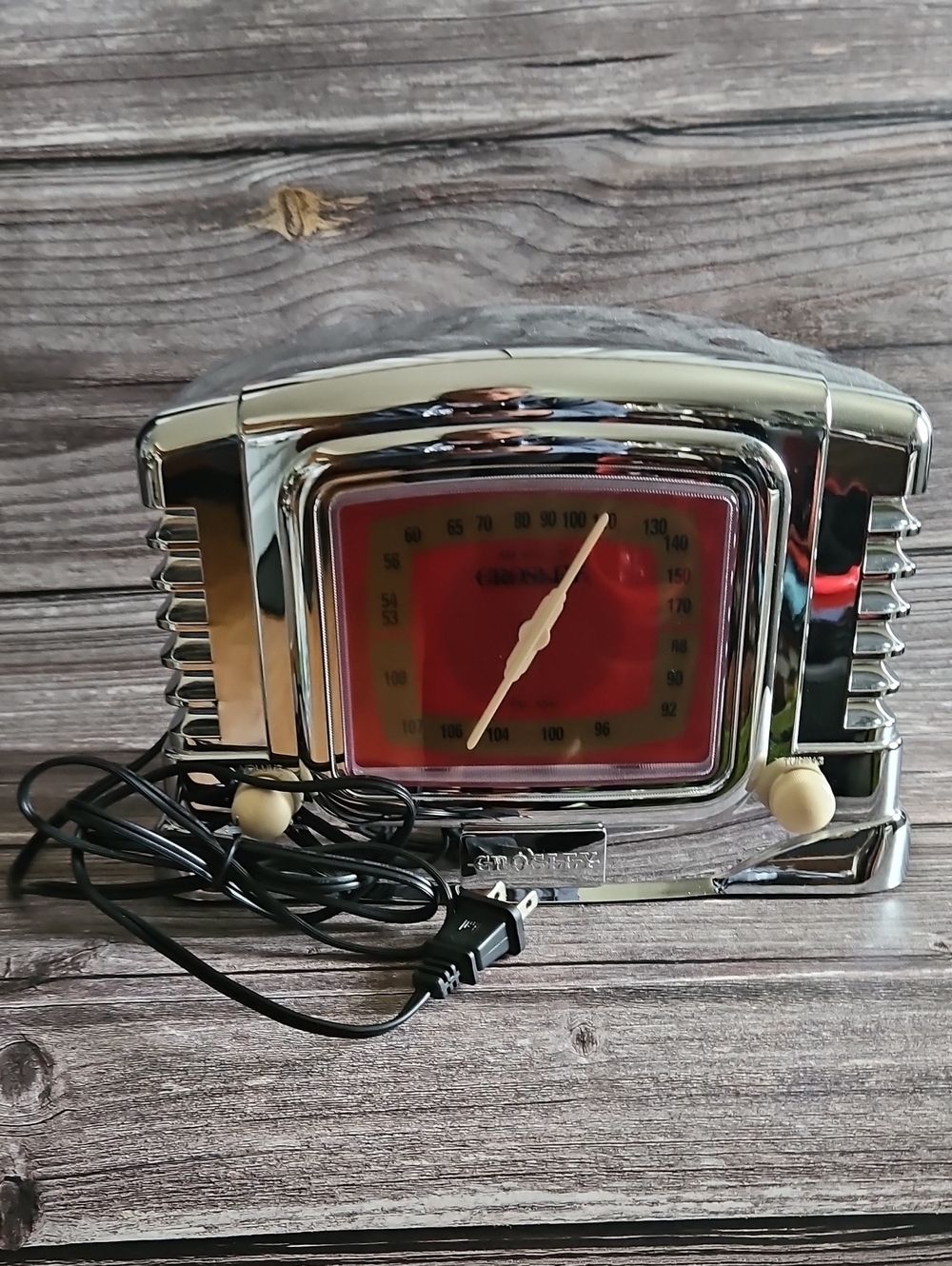 Vintage CROSLEY Chrome Table Radio with Tape Deck